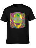 Psychedelic Skull Graphic Tee - Mens Black T-Shirt