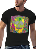 Psychedelic Skull Graphic Tee - Mens Black T-Shirt