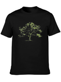 Green Tree Graphic Black T-Shirt