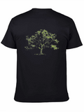 Green Tree Graphic Black T-Shirt