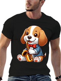 Cute Dog Saxophone T-Shirt - Music Lover Tee