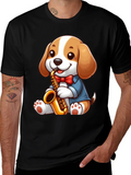 Cute Dog Saxophone T-Shirt - Music Lover Tee