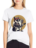 Rockstar Cat Graphic T-Shirt