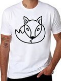Fox Outline Graphic Tee - Stylish Unisex Black T-Shirt
