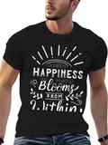 Happiness Blooms Within Black Graphic Tee