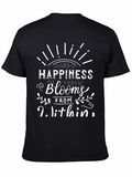 Happiness Blooms Within Black Graphic Tee