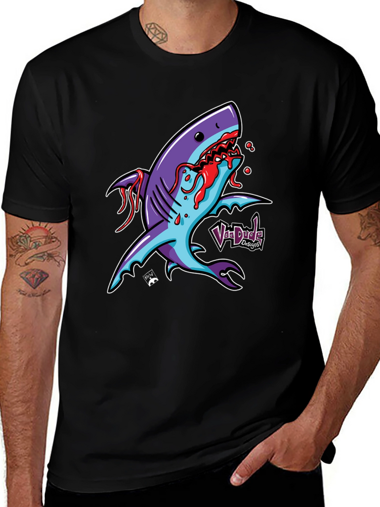 Shark Attack Graphic T-Shirt - Bold Cartoon Design