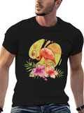 Tropical Flamingo T-Shirt - Mens Black Tee