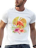Tropical Flamingo T-Shirt - Mens Black Tee