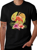 Tropical Flamingo T-Shirt - Mens Black Tee