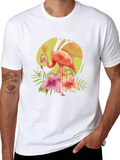 Tropical Flamingo T-Shirt - Mens Black Tee