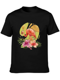 Tropical Flamingo T-Shirt - Mens Black Tee