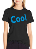 Cool Blue Print Black T-Shirt Casual Style