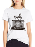 Mens Black Horse Clock Graphic Tee