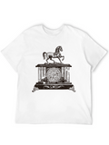 Mens Black Horse Clock Graphic Tee