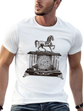 Mens Black Horse Clock Graphic Tee