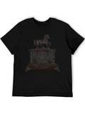 Mens Black Horse Clock Graphic Tee