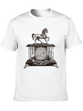 Mens Black Horse Clock Graphic Tee