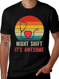 Night Shift Nurse Stethoscope Heart T-Shirt