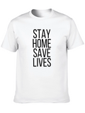 Stay Home Save Lives Black Graphic T-Shirt
