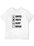 Coffee Skate Sleep Repeat Black T-Shirt