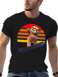 Snowboarding Bear Graphic Tee - Retro Style