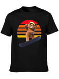 Snowboarding Bear Graphic Tee - Retro Style