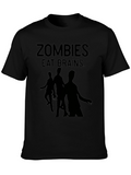 Zombies Eat Brains Graphic Tee - Black