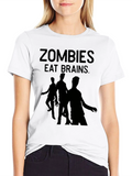 Zombies Eat Brains Graphic Tee - Black