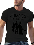 Zombies Eat Brains Graphic Tee - Black