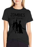 Zombies Eat Brains Graphic Tee - Black