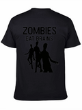 Zombies Eat Brains Graphic Tee - Black
