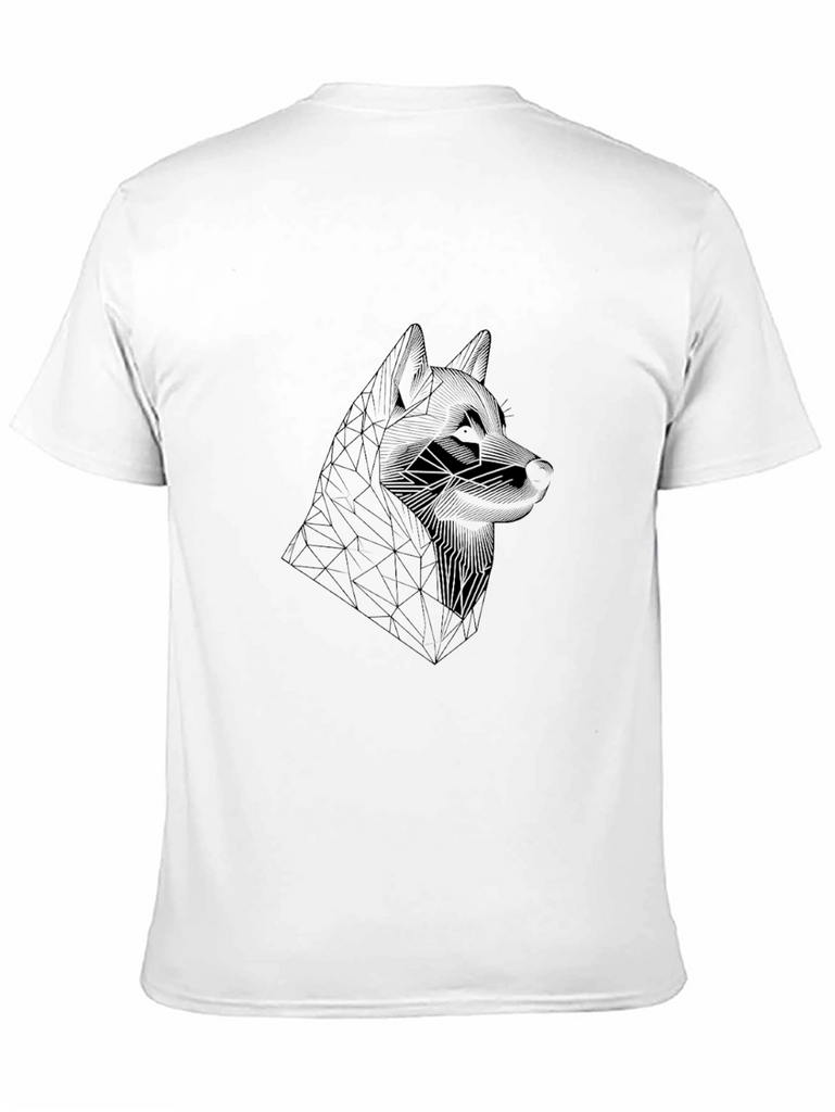 Geometric Wolf Head Black T-Shirt