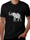 Geometric Elephant Graphic Black T-Shirt