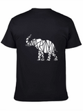 Geometric Elephant Graphic Black T-Shirt