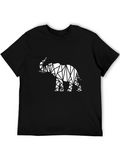 Geometric Elephant Graphic Black T-Shirt