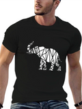 Geometric Elephant Graphic Black T-Shirt