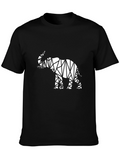 Geometric Elephant Graphic Black T-Shirt