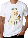 Llama Eating Ice Cream Graphic Tee