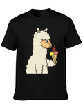Llama Eating Ice Cream Graphic Tee