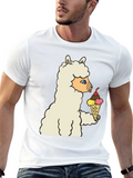 Llama Eating Ice Cream Graphic Tee