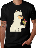 Llama Eating Ice Cream Graphic Tee