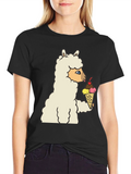 Llama Eating Ice Cream Graphic Tee
