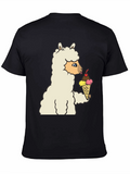 Llama Eating Ice Cream Graphic Tee