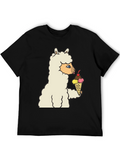 Llama Eating Ice Cream Graphic Tee