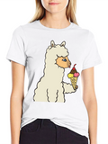 Llama Eating Ice Cream Graphic Tee