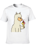 Llama Eating Ice Cream Graphic Tee