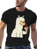 Llama Eating Ice Cream Graphic Tee