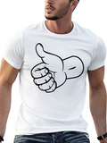 Thumbs Up Graphic Print Crew Neck T-Shirt