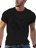 Thumbs Up Graphic Print Crew Neck T-Shirt